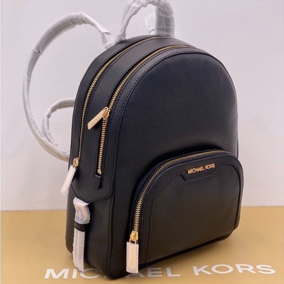 Michael Kors Jaycee Medium Pebbled Leather Backpack Black - Picture 1 of 12